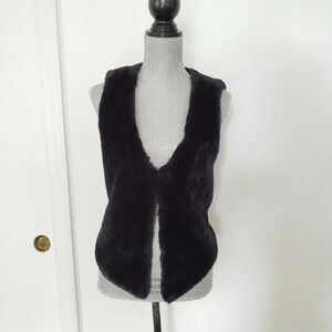 ME JANE Soft Black Faux Fur Women's Vest Hook S Sm